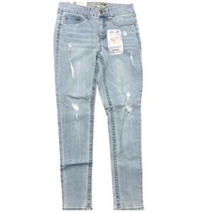 Light Blue Distressed Women's Jeans Tummyless, High Rise, Skinny